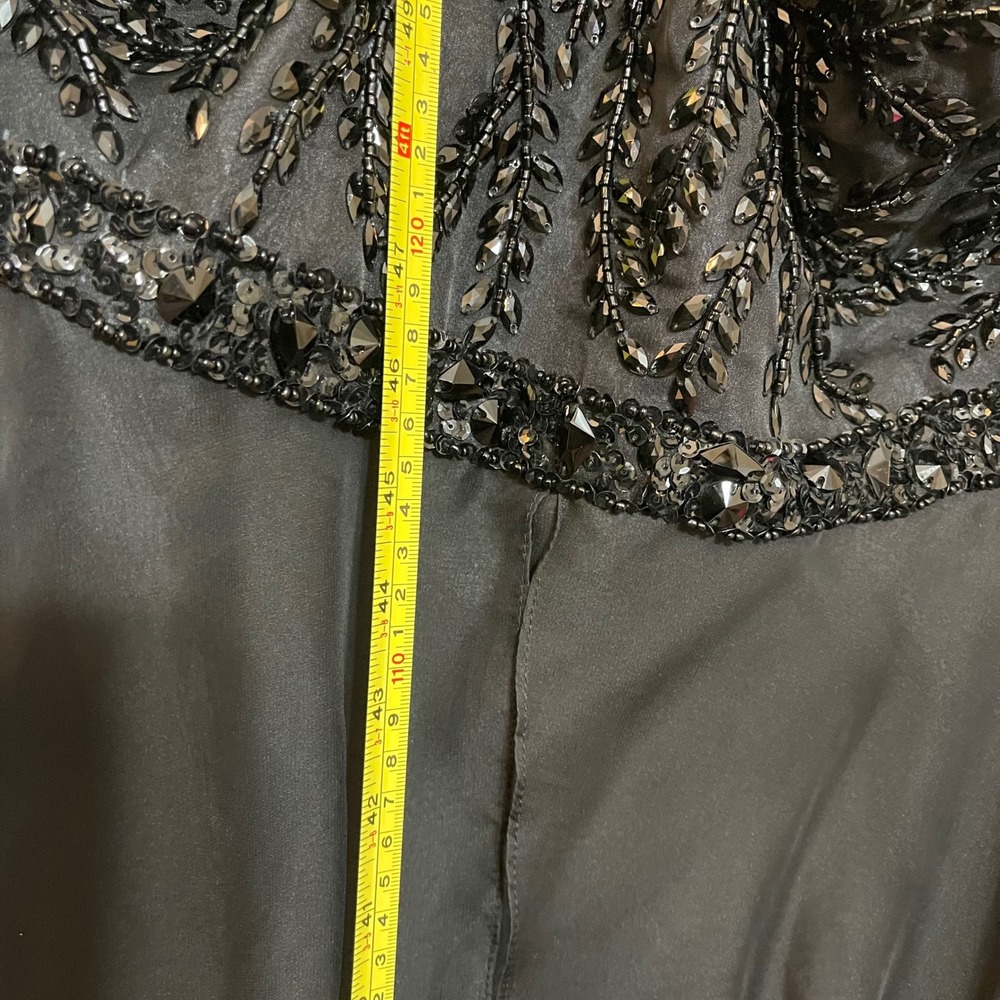 NWT Sherri Hill Black Beaded Strapless Chiffon Formal Evening Gown Dress Size 26 - Picture 12 of 13